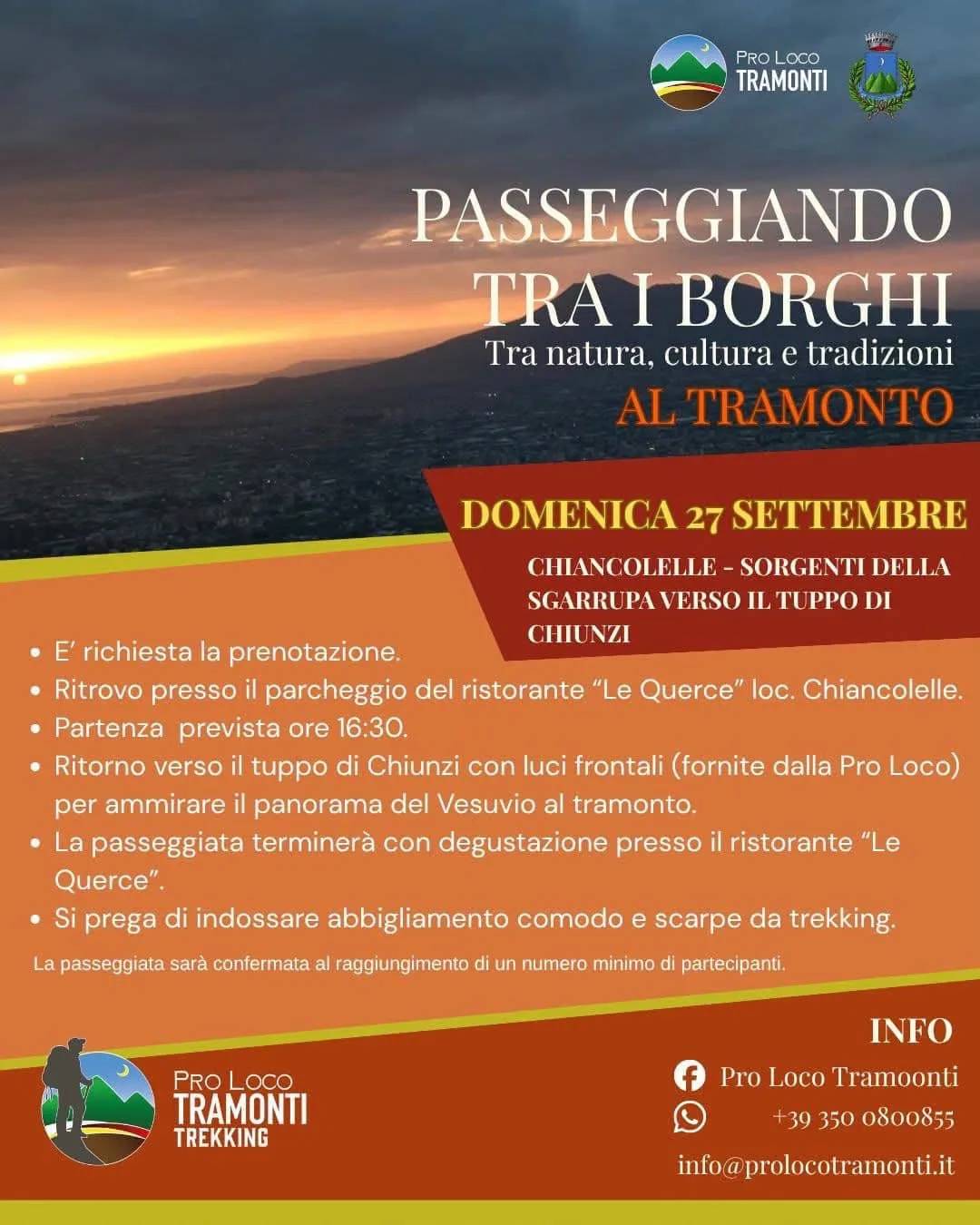 Locandina Passeggiando tra i Borghi al Tramonto 2026 a Tramonti (Salerno)