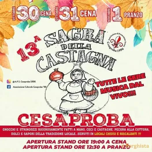 Locandina 13ª Sagra della Castagna 2026 a Montereale (L'aquila)