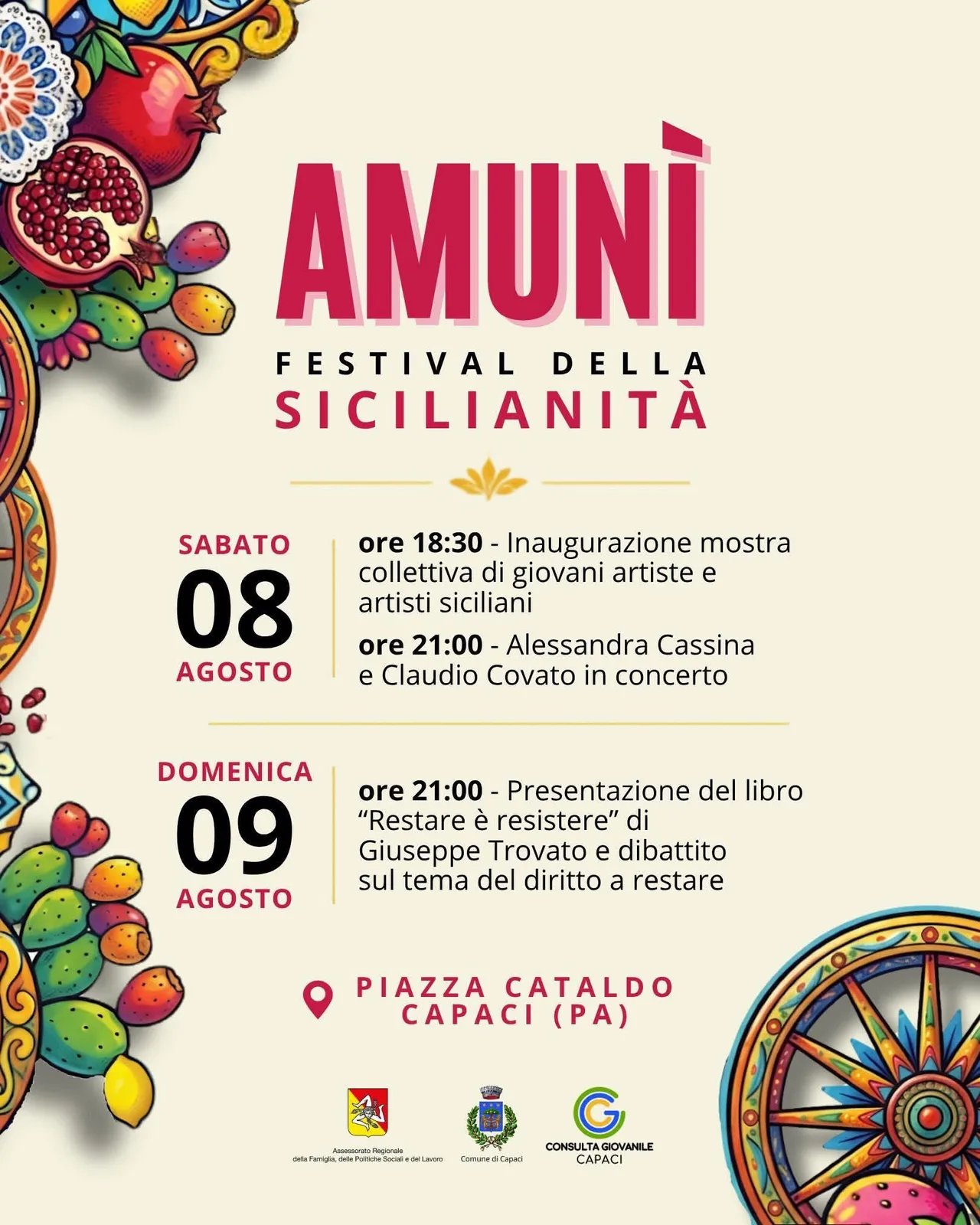 Locandina Amunì Festival della Sicilianità 2026 a Capaci (Palermo)