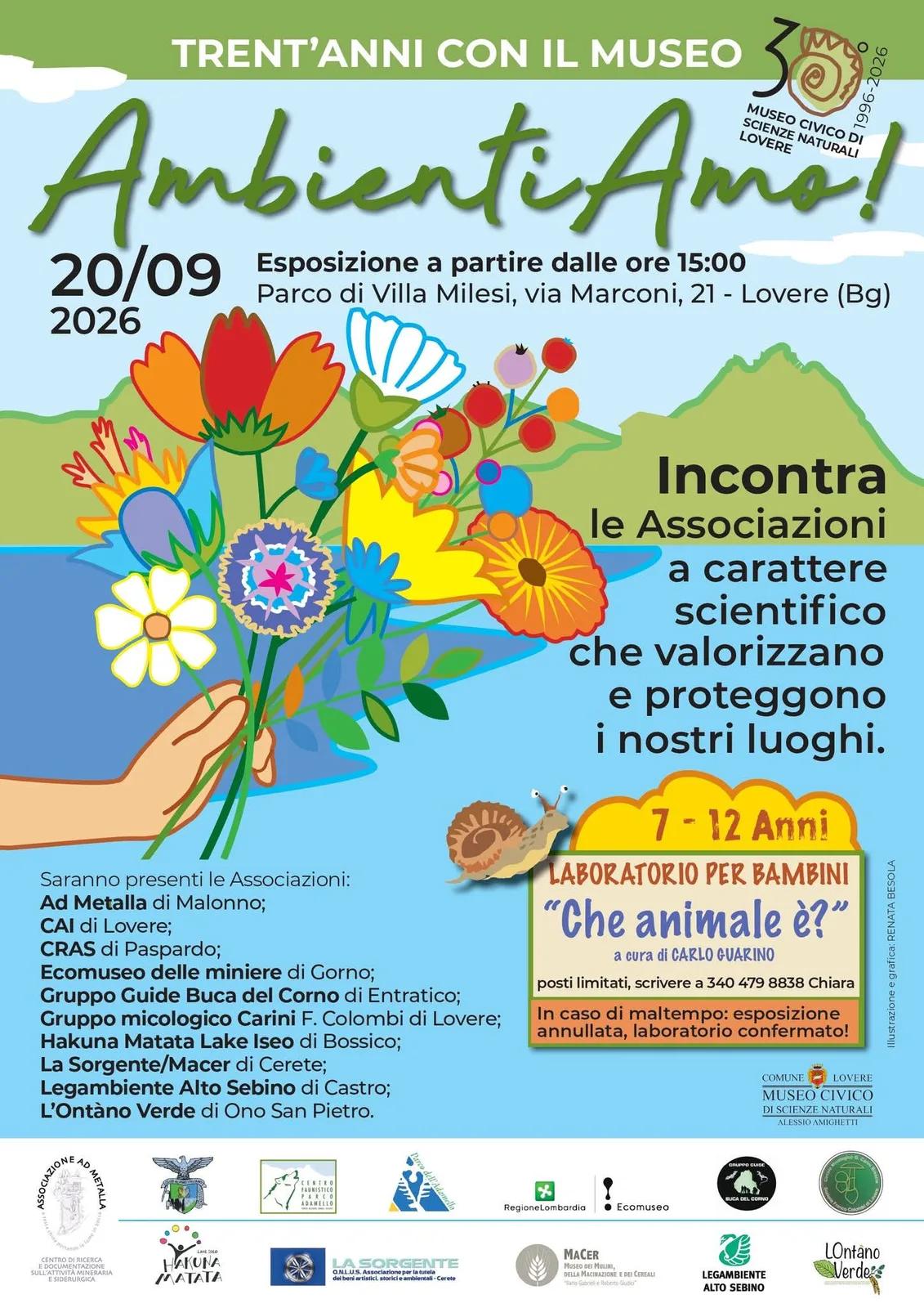 Locandina Trent'anni con il Museo 2026 a Lovere (Bergamo)