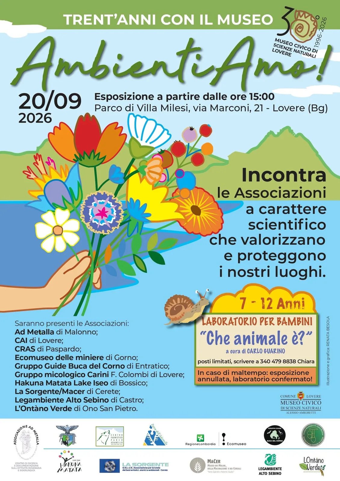 Locandina Trent'anni con il Museo 2026 a Lovere (Bergamo)