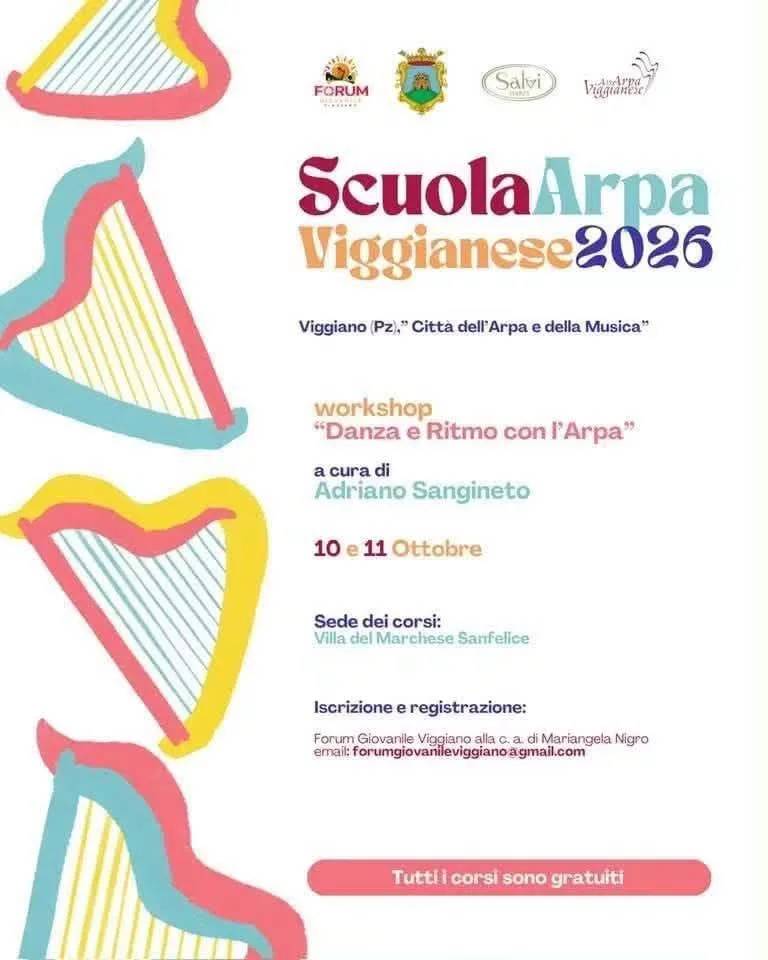 Locandina Scuola Arpa Viggianese 2026 a Viggiano (Potenza)