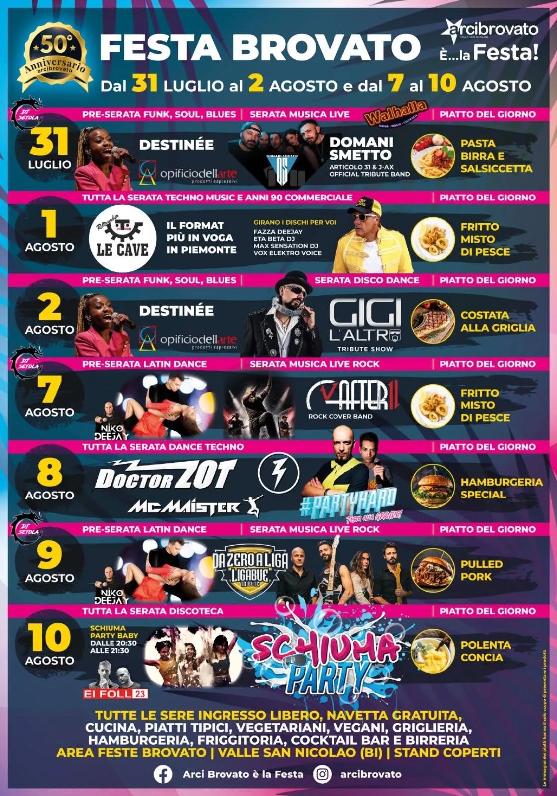 Locandina Domani Smetto (Articolo 31 Tribute) — Festa Brovato 2026 a Valle San Nicolao (Biella)