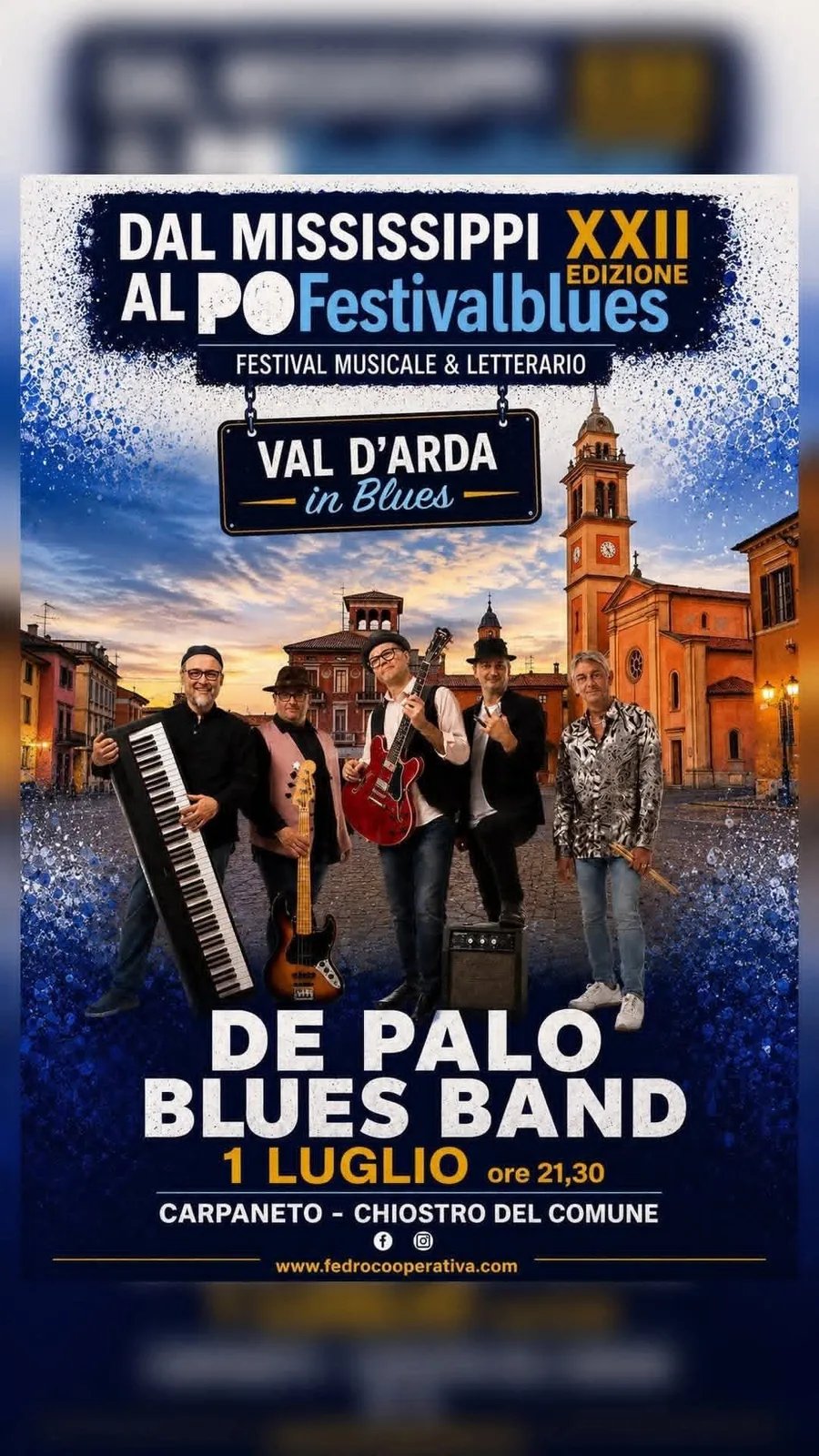 Locandina Dal Mississippi al Po Festivalblues XXII Edizione 2026 a Tizzano Val Parma (Parma)
