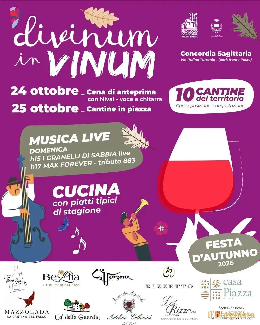 Locandina Divinum in Vinum - Festa d'Autunno 2026 a Concordia Sagittaria (Venezia)