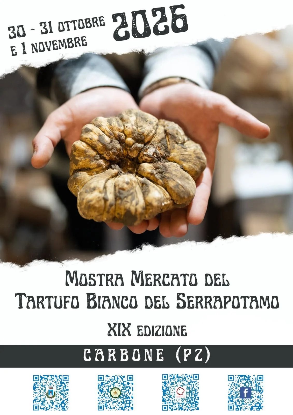 Locandina XIX Mostra Mercato del Tartufo Bianco del Serrapotamo 2026 a Carbone (Potenza)