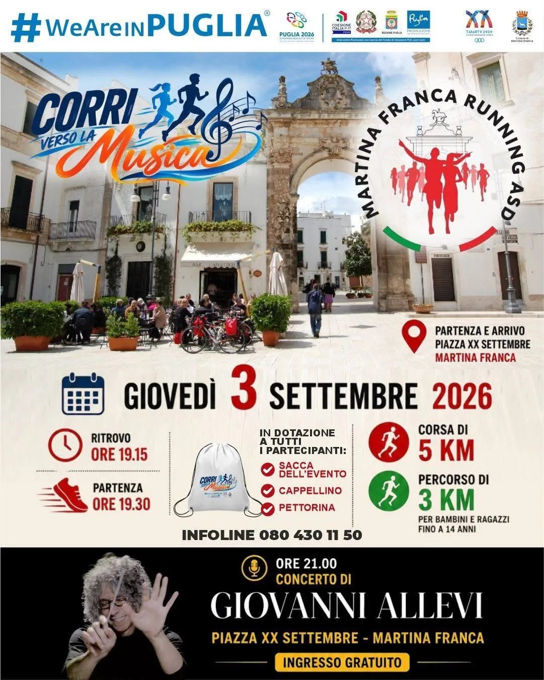 Locandina Corri verso la Musica 2026 a Martina Franca (Taranto)
