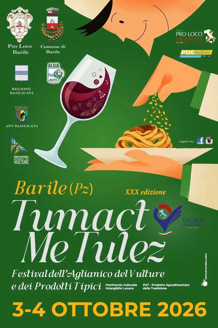 Locandina XXX Edizione Tumact Me Tulez 2026 a Barile (Potenza)