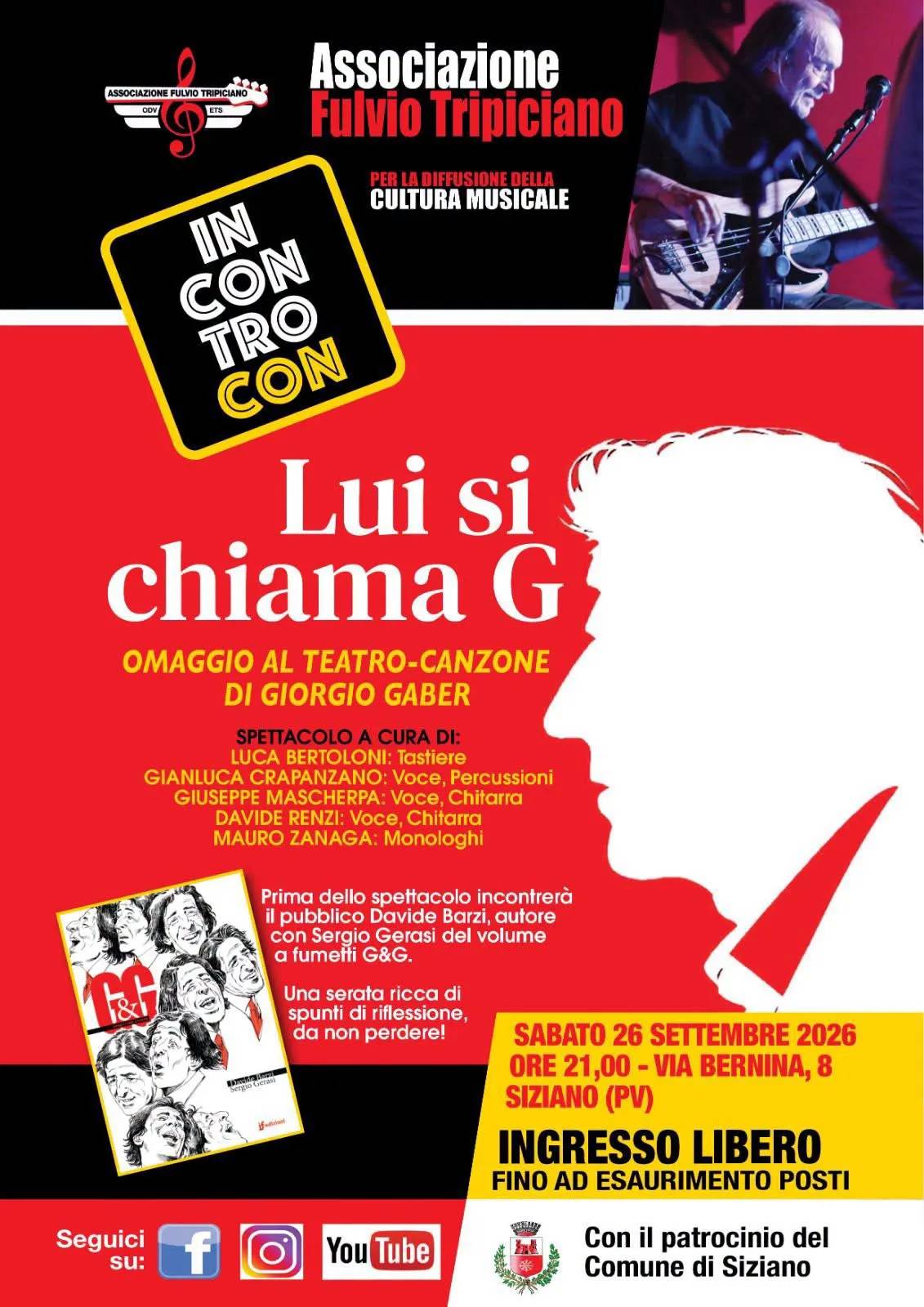Locandina Lui si chiama G 2026 a Siziano (Pavia)