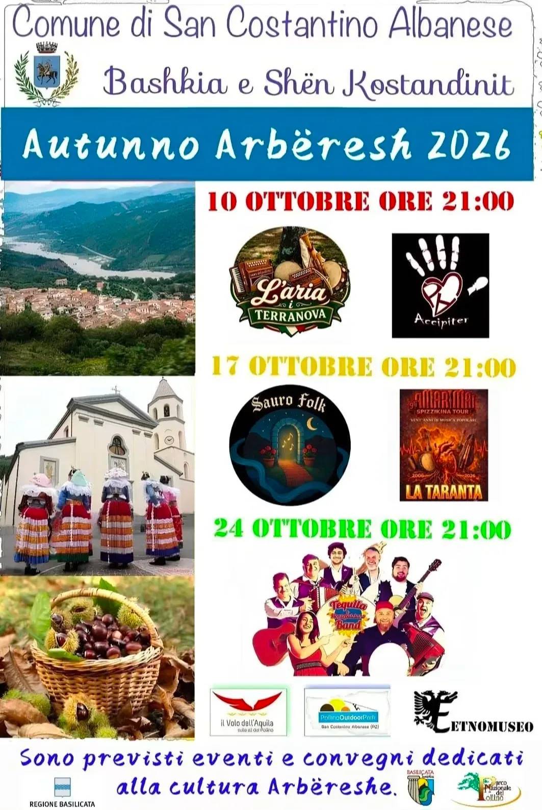 Locandina Autunno Arbëresh 2026 a San Costantino Albanese (Potenza)