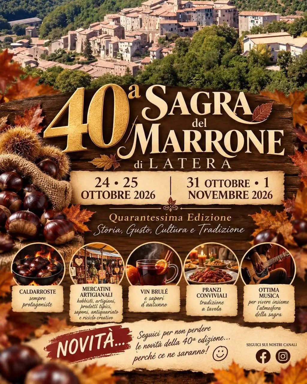Locandina 40ª Sagra del Marrone di Latera 2026 a Latera (Viterbo)