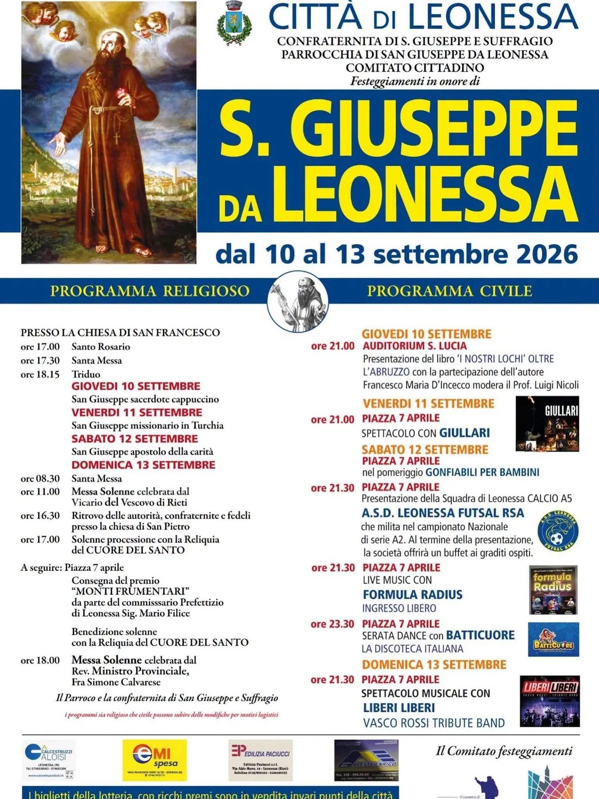 Locandina Santo Rosario 2026 a Leonessa (Rieti)