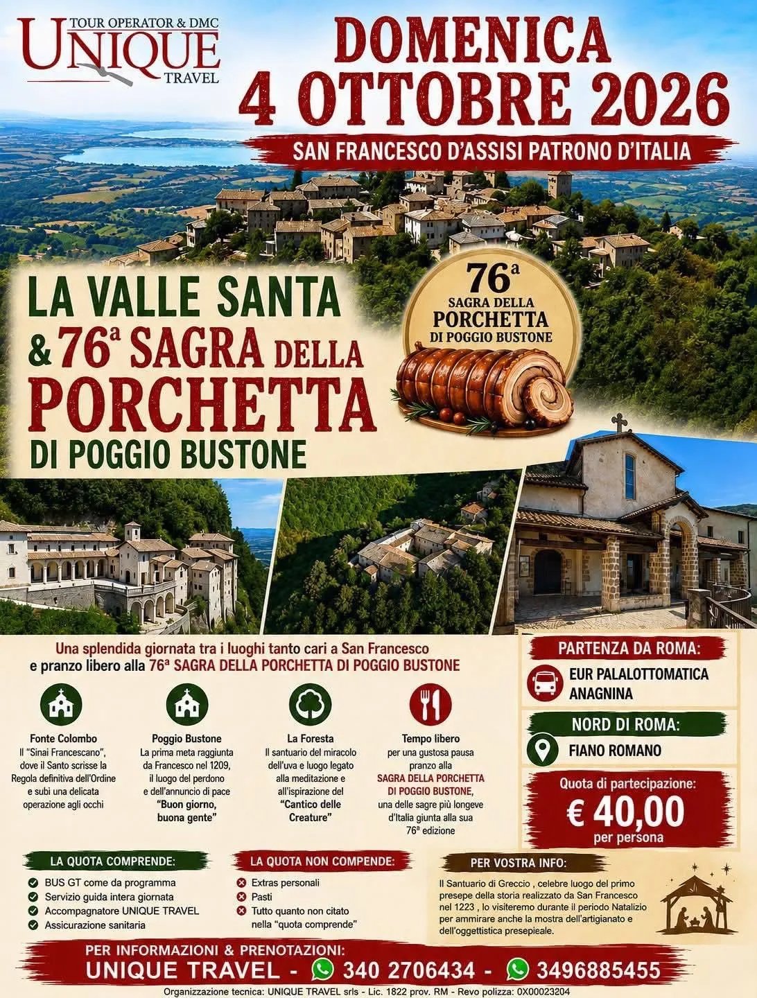 76ª Sagra della Porchetta di Poggio Bustone 2026