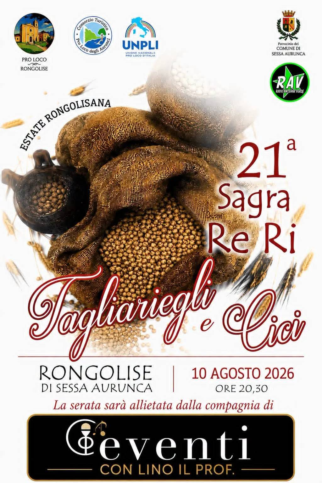 Locandina 21ª Sagra Re Ri Tagliariegli e Cicì 2026 a Sessa Aurunca (Caserta)