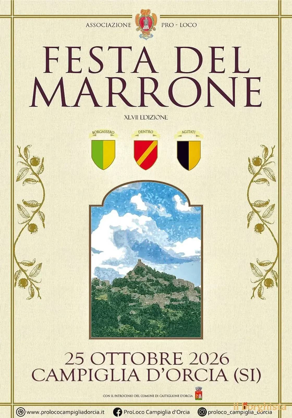 Locandina XLVII Festa del Marrone 2026 a Campiglia d'Orcia (Siena)