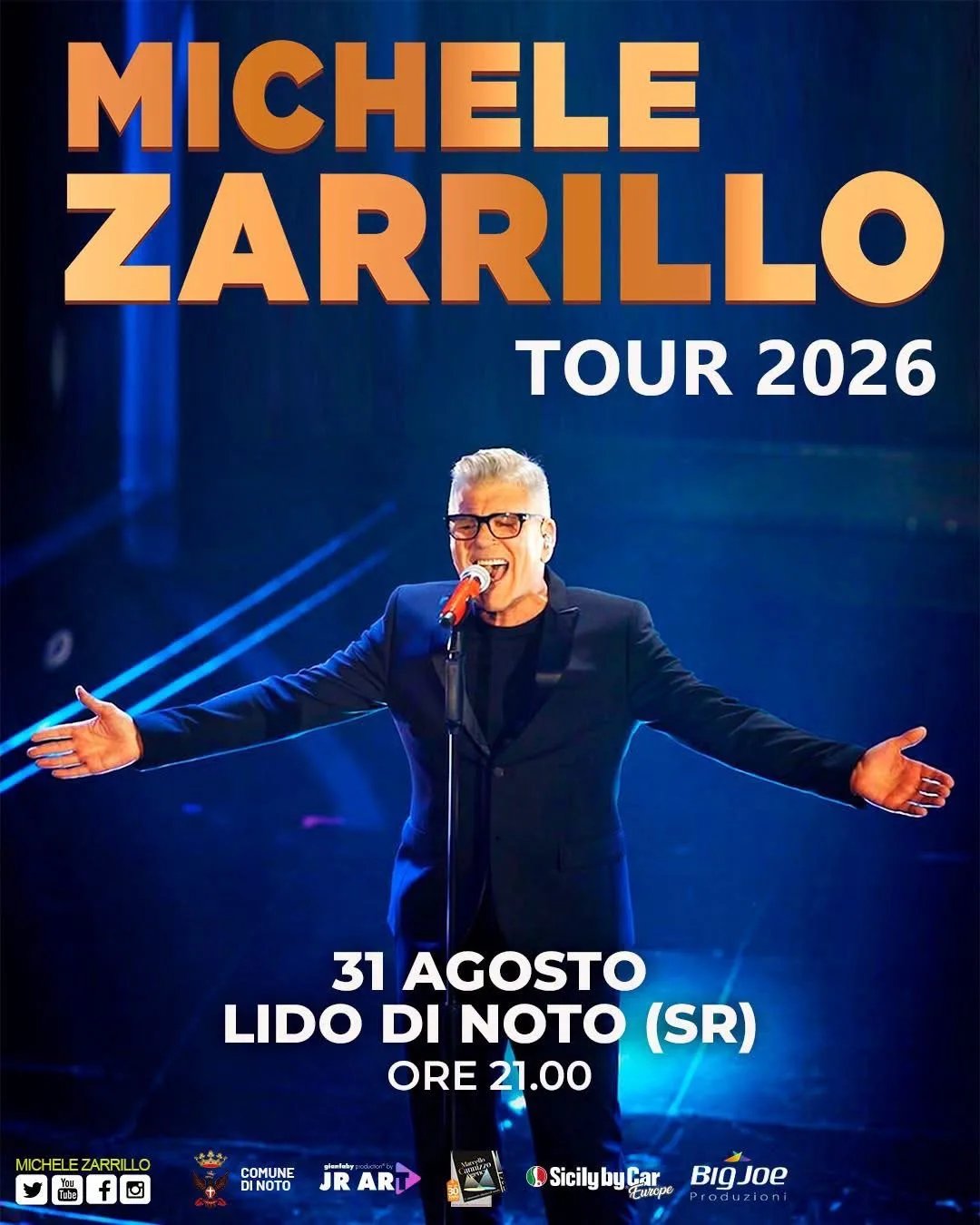 Locandina Michele Zarrillo Tour 2026 a Noto (Siracusa)