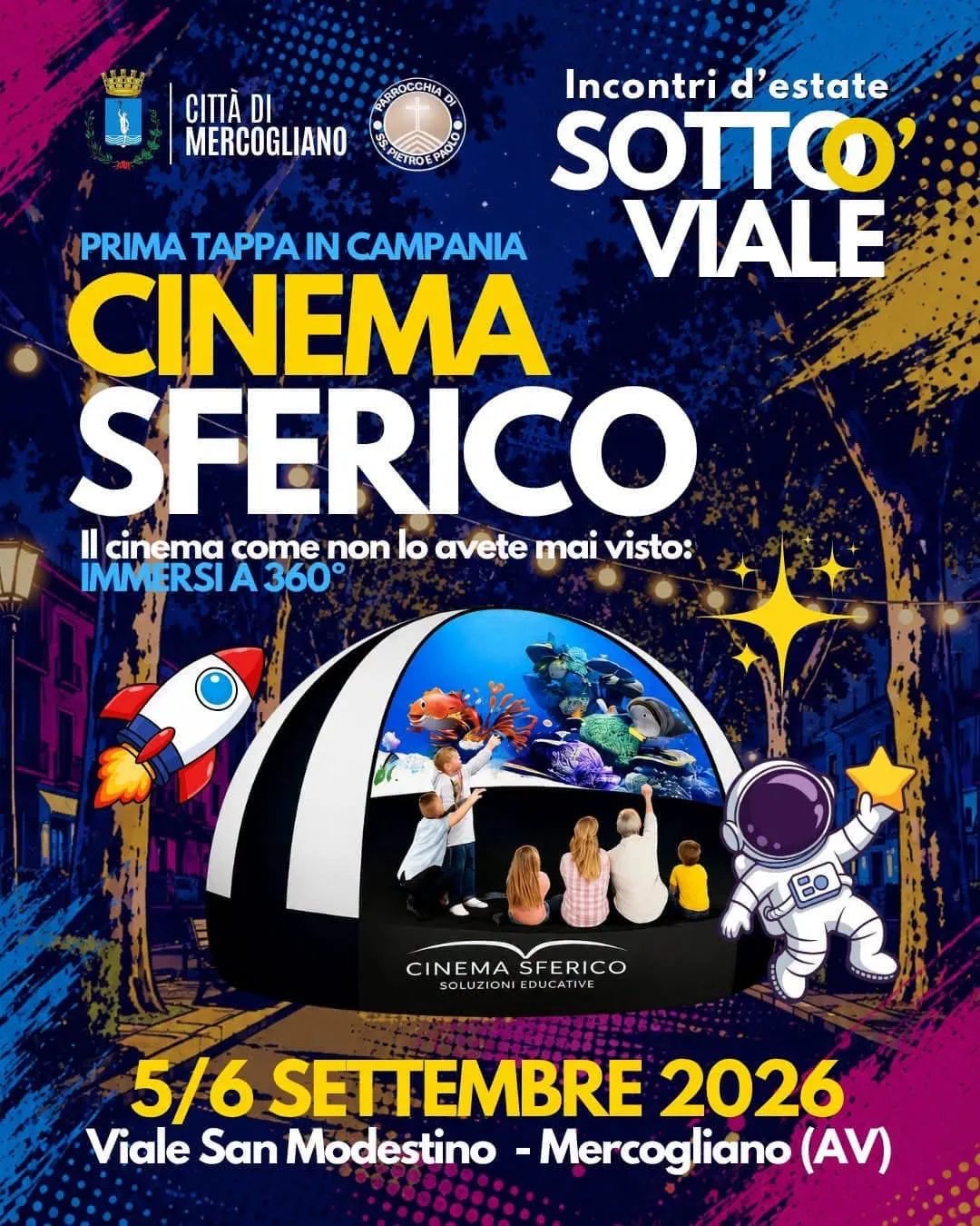 Locandina Cinema Sferico 5/6 Settembre 2026 a Mercogliano (Avellino)
