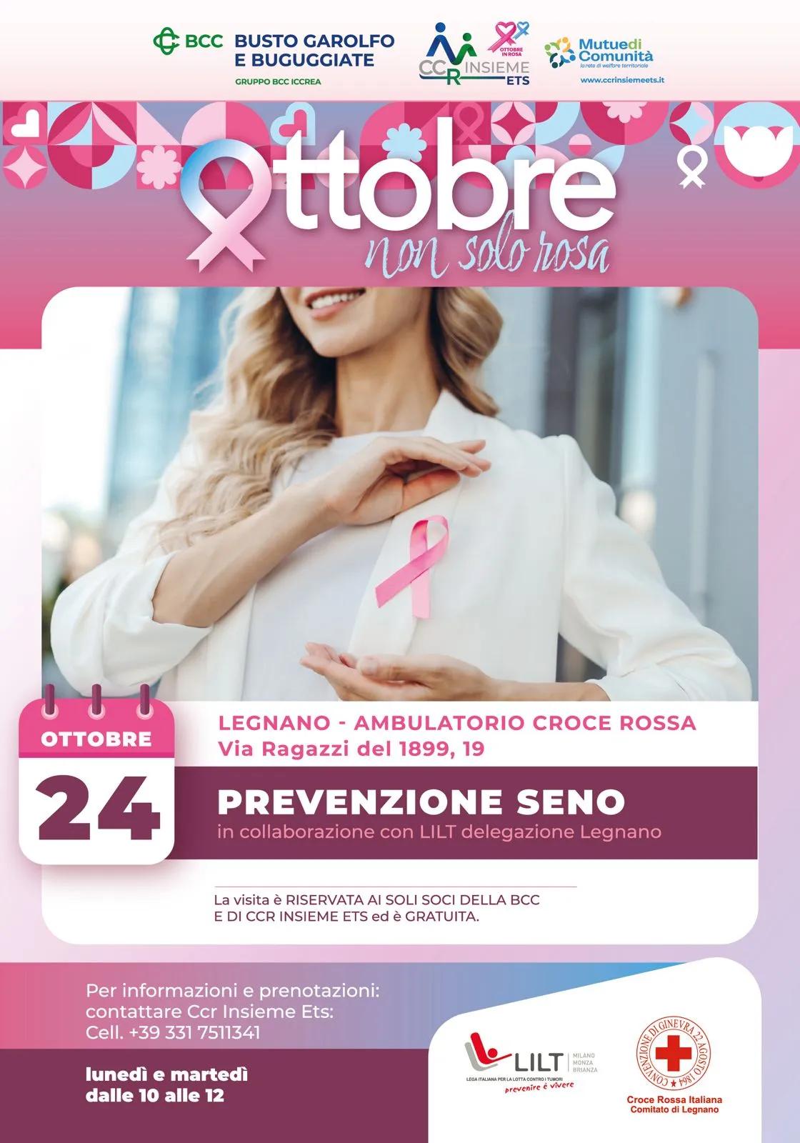 Locandina Ottobre rosa a Legnano: il 24 ottobre una giornata dedicata alla prevenzione del tumore al seno grazie alla Bcc di Busto Garolfo e Buguggiate a Legnano (Milano)