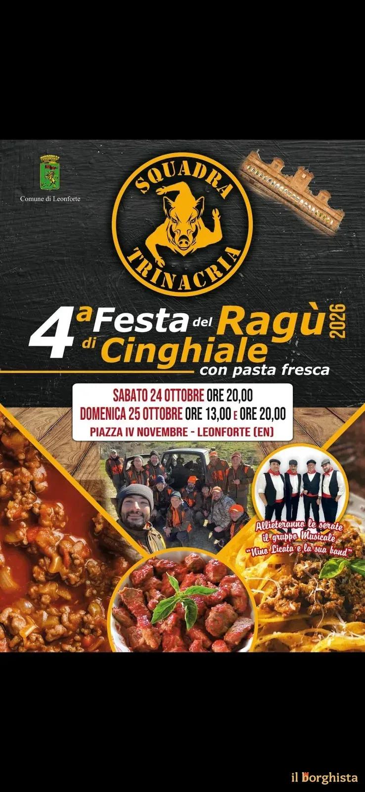 Locandina 4ª Festa del Ragù di Cinghiale 2026 a Leonforte (Enna)