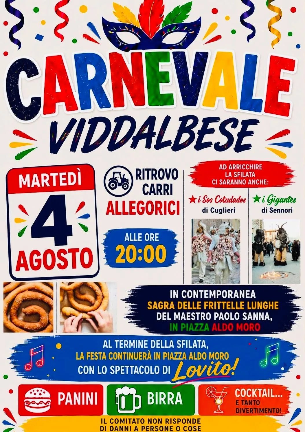 Locandina Carnevale Viddalbese 2026 a Viddalba (Sassari)