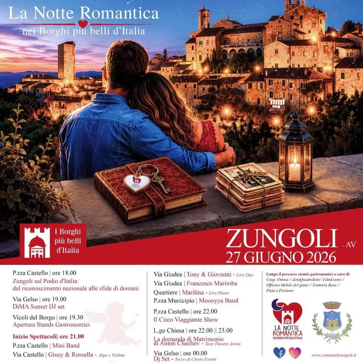 Locandina La Notte Romantica 2026 a Zungoli (Avellino)