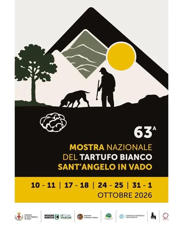 Locandina 63ª Mostra Nazionale del Tartufo Bianco 2026 a Sant'Angelo in Vado (Pesaro e Urbino)