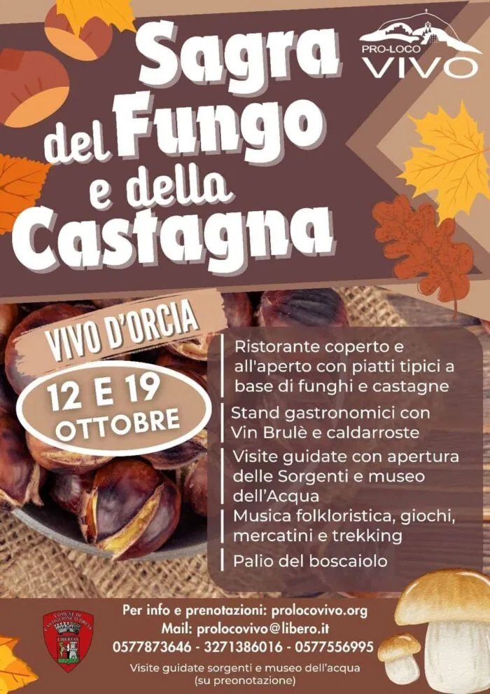 Locandina Sagra del Fungo e della Castagna 2026 a Castiglione d'Orcia (Siena)