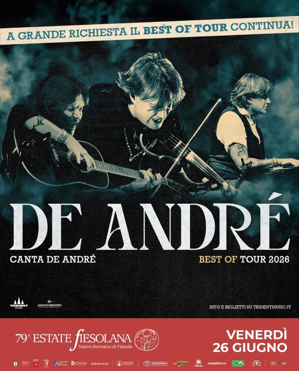 Locandina Canta De André - Best Of Tour 2026 a Fiesole (Firenze)