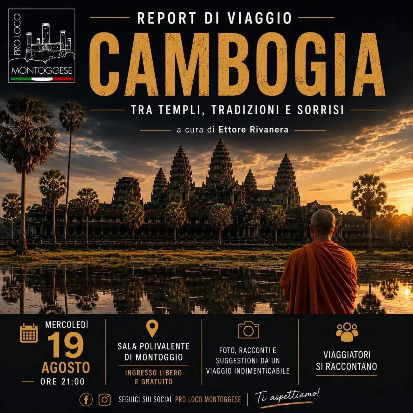 Locandina Report di Viaggio Cambogia 2026 a Montoggio (Genova)