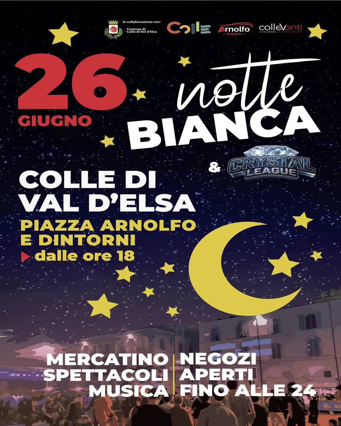 Locandina Notte Bianca 2026 a Colle di Val d'Elsa (Siena)