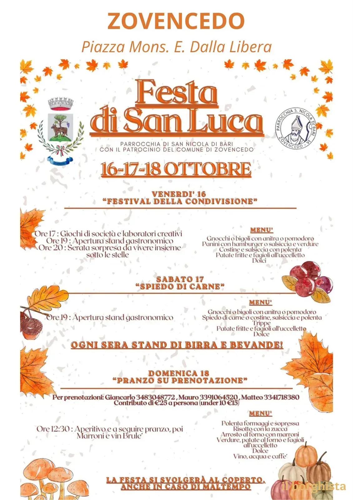 Locandina Festa di San Luca 2026 a Zovencedo (Vicenza)