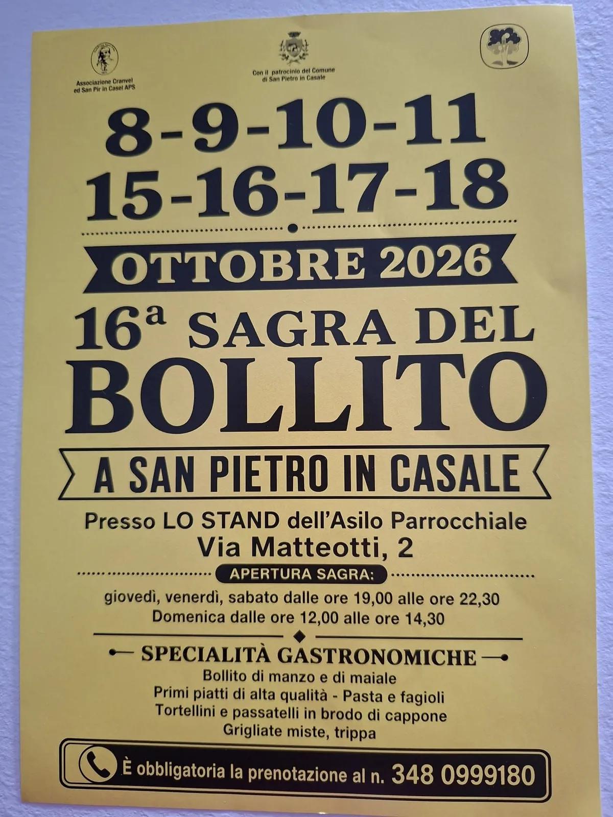Locandina 16ª Sagra del Bollito 2026 a San Pietro in Casale (Bologna)