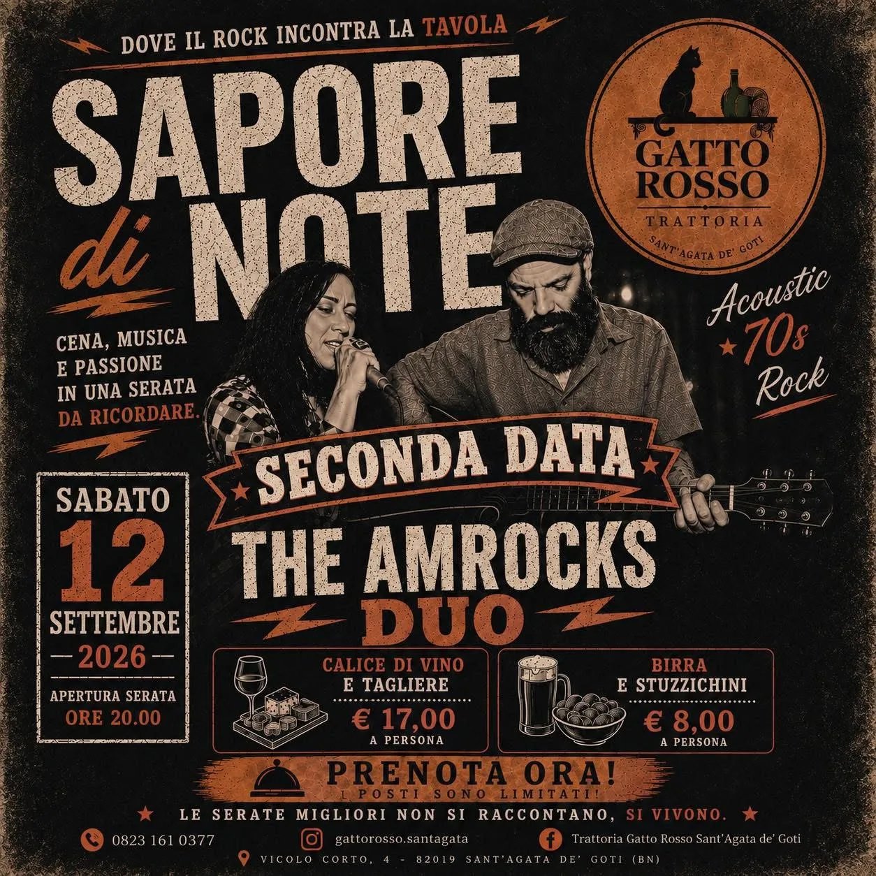 Locandina Sapore di Note - Seconda Data The Amrocks Duo 2026 a Sant'Agata de' Goti (Benevento)