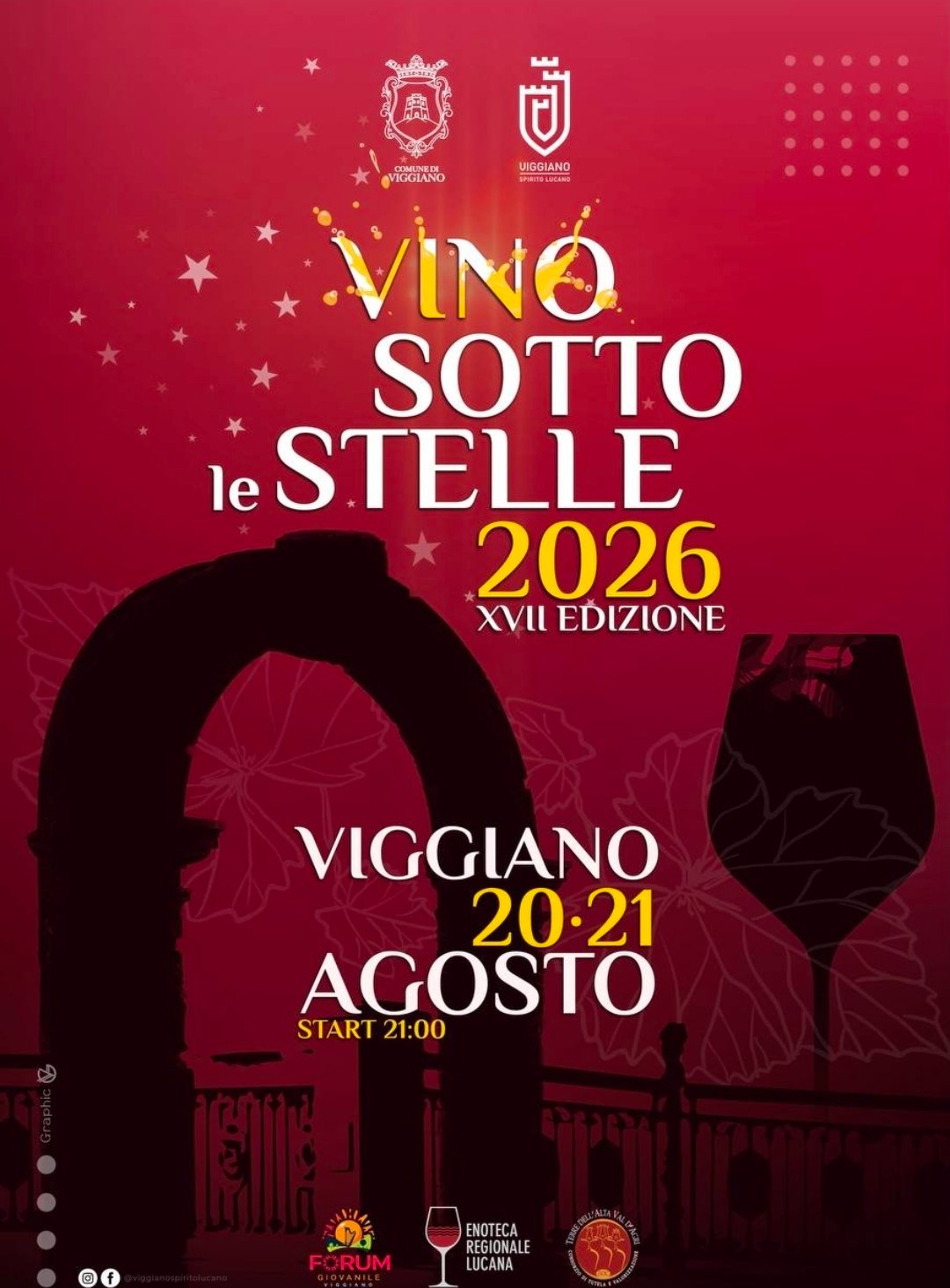 Locandina XVII Vino sotto le Stelle 2026 a Viggiano (Potenza)