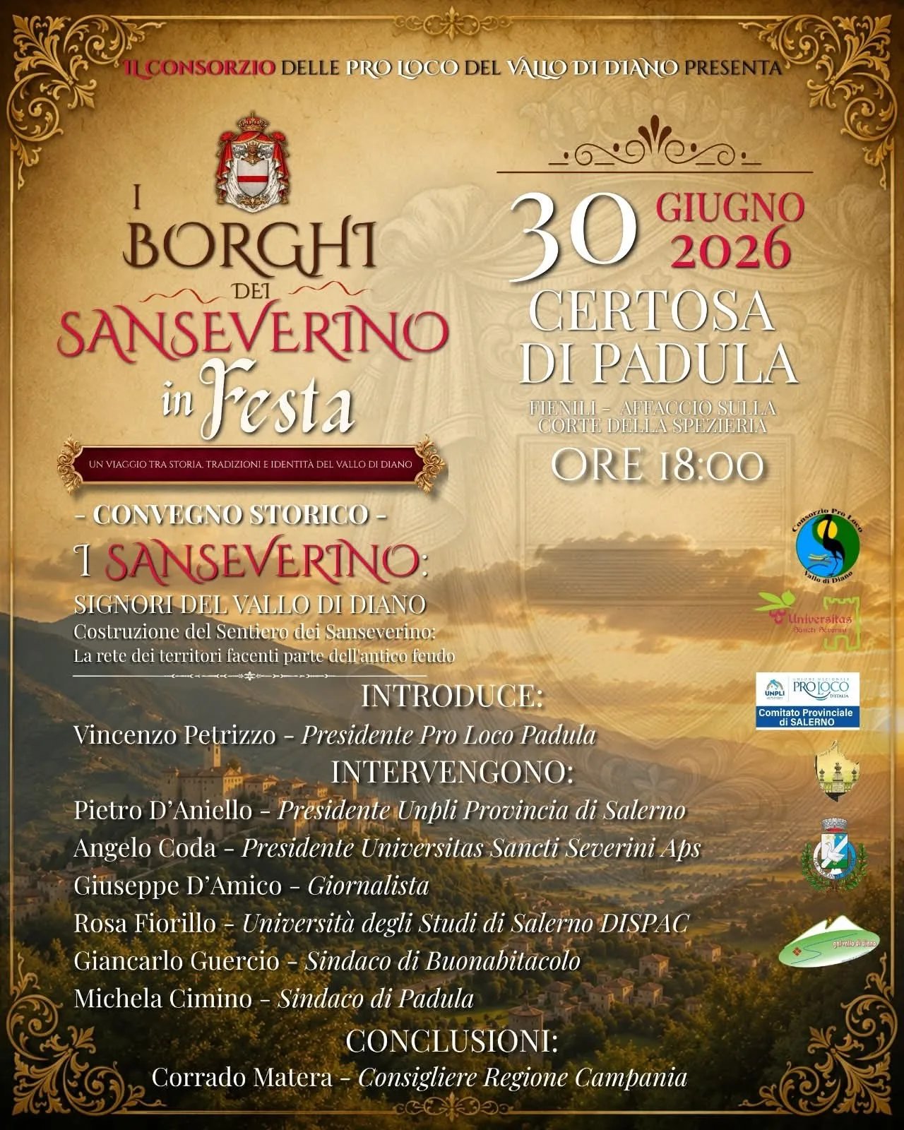 Locandina I Borghi dei Sanseverino in Festa 2026 a Padula (Salerno)