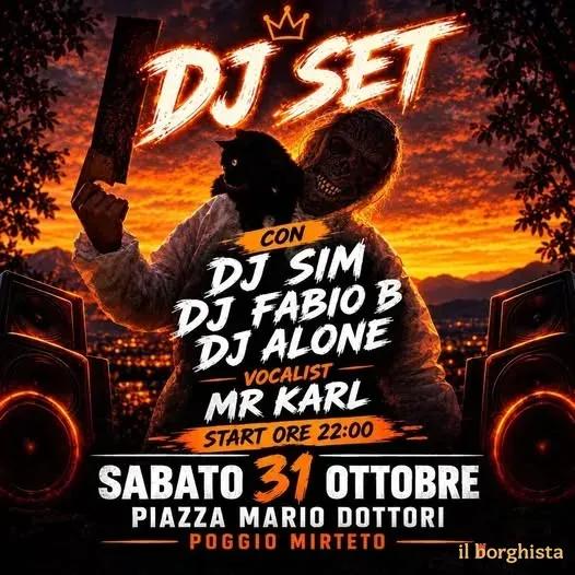 Locandina DJ Set con DJ Sim, DJ Fabio B, DJ Alone 2026 a Poggio Mirteto (Rieti)