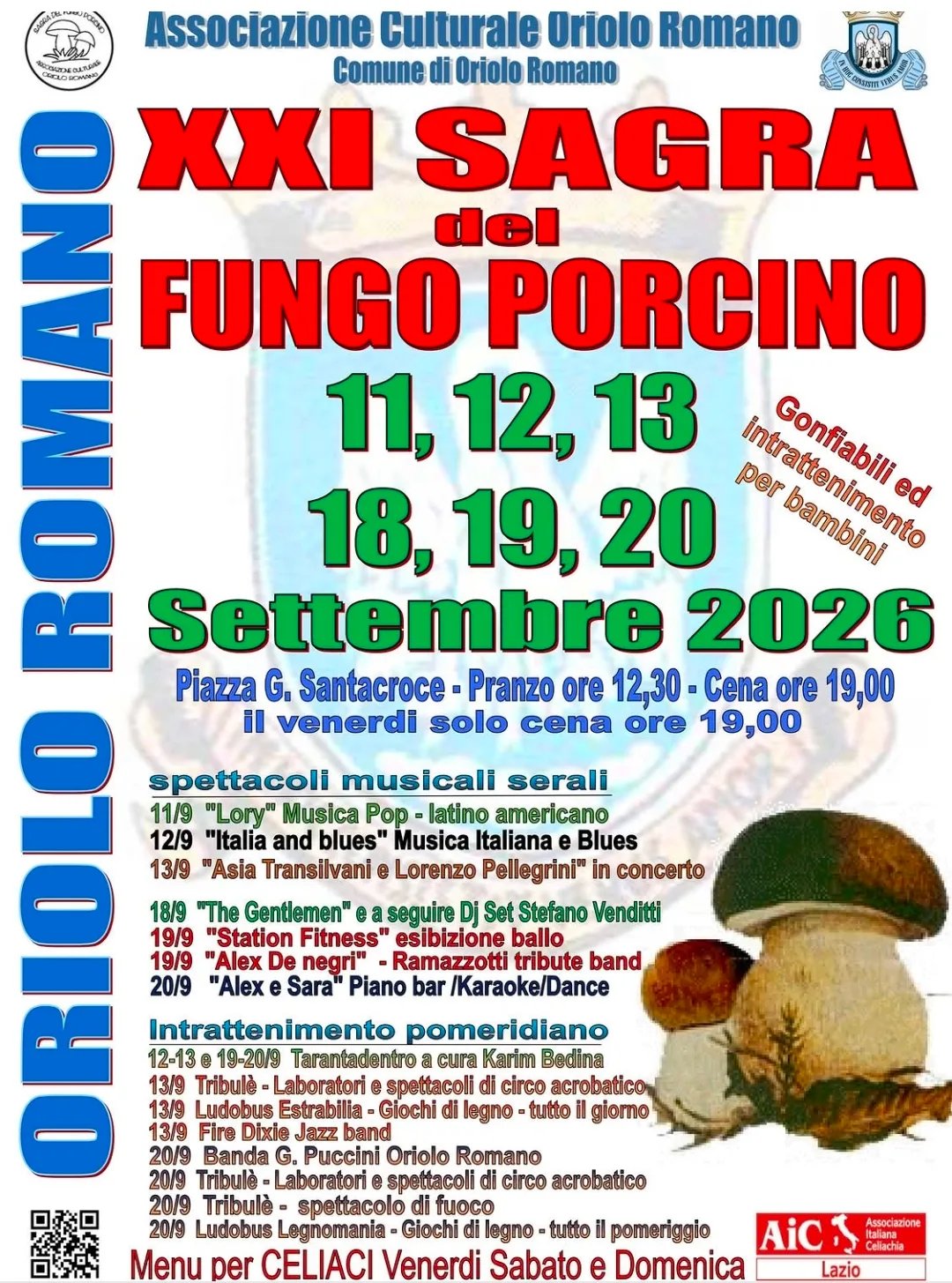 Locandina 21ª Sagra del Fungo Porcino 2026 a Oriolo Romano (Viterbo)