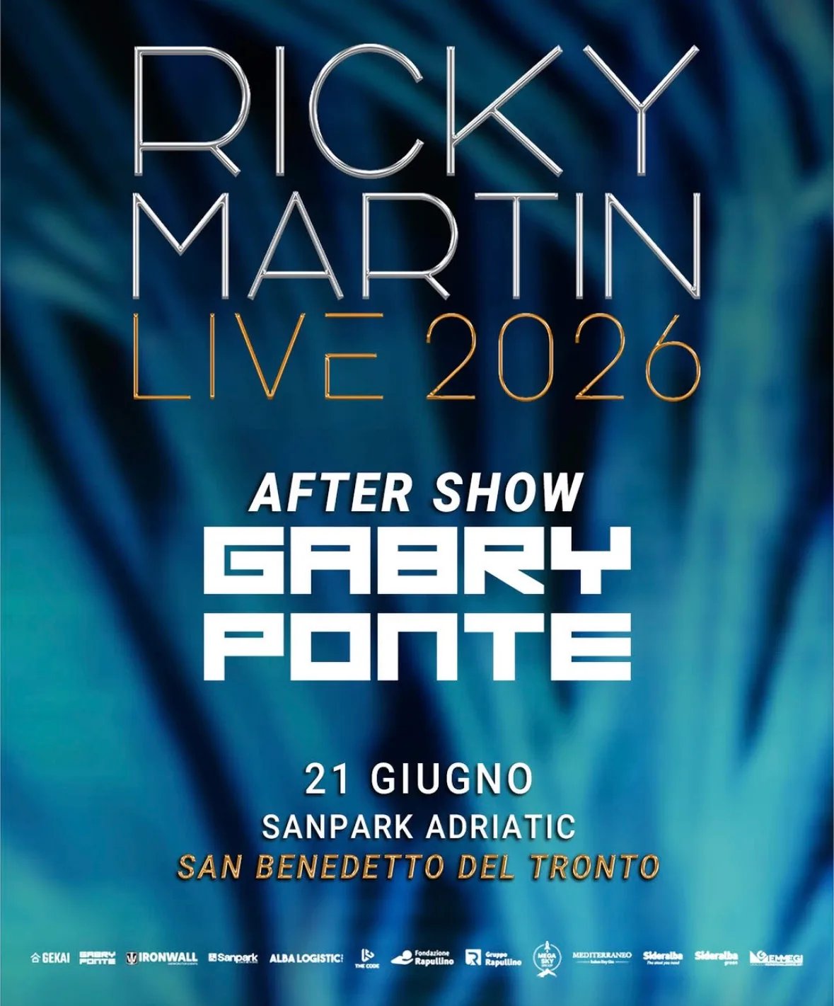 Locandina Ricky Martin Live 2026 a San Benedetto del Tronto (Ascoli piceno)