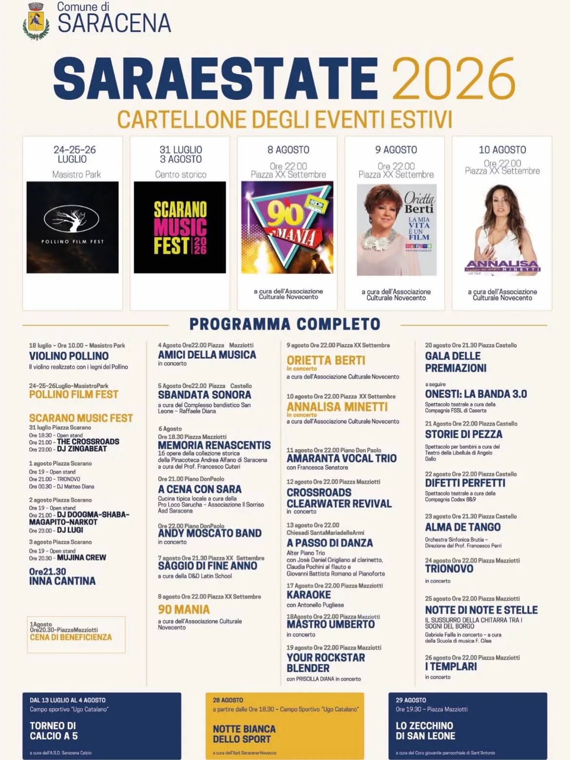 Locandina Cena con Sara 2026 a Saracena (Cosenza)