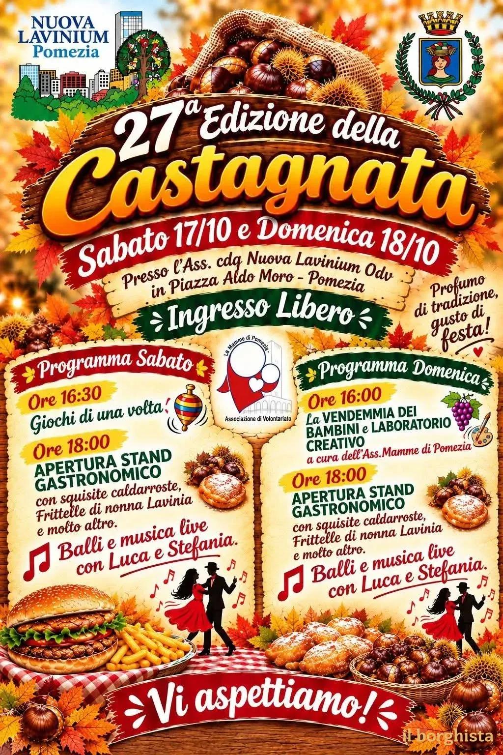 Locandina 27ª Edizione della Castagnata 2026 a Pomezia (Roma)