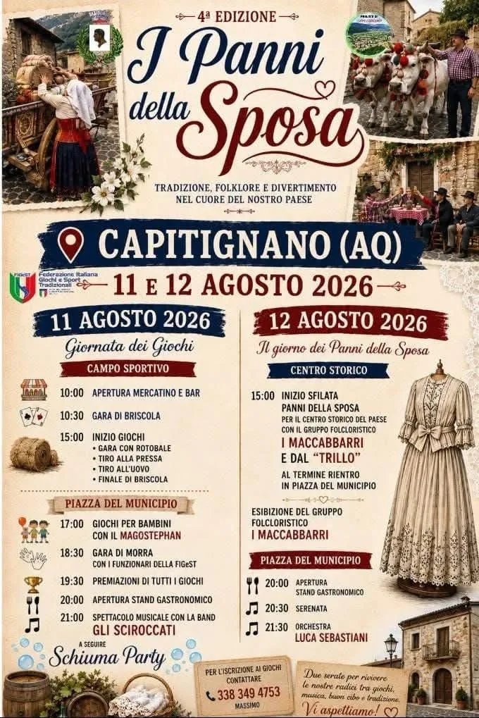 Locandina 4ª Edizione I Panni della Sposa 2026 a Capitignano (L'aquila)
