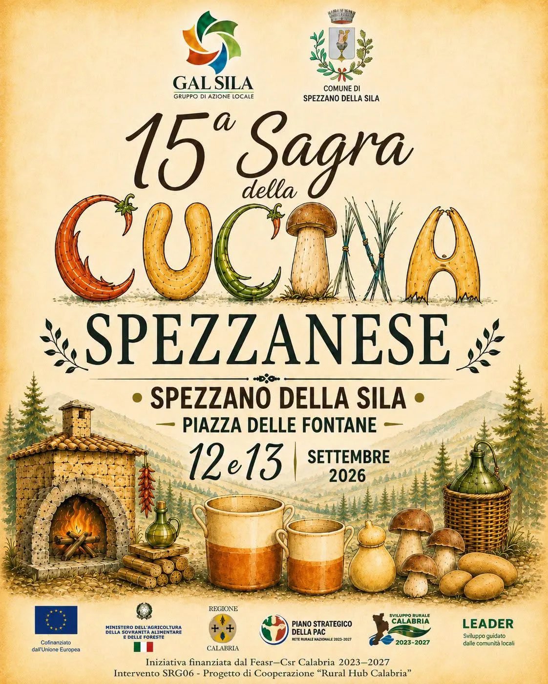 Locandina 15ª Sagra della Cucina Spezzanese 2026 a Spezzano della Sila (Cosenza)