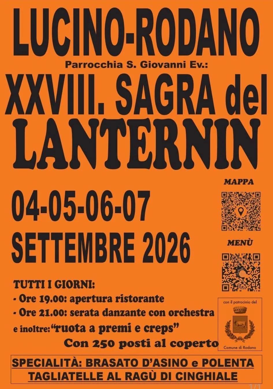 Locandina 28ª Sagra del Lanternin 2026 a Rodano (Milano)
