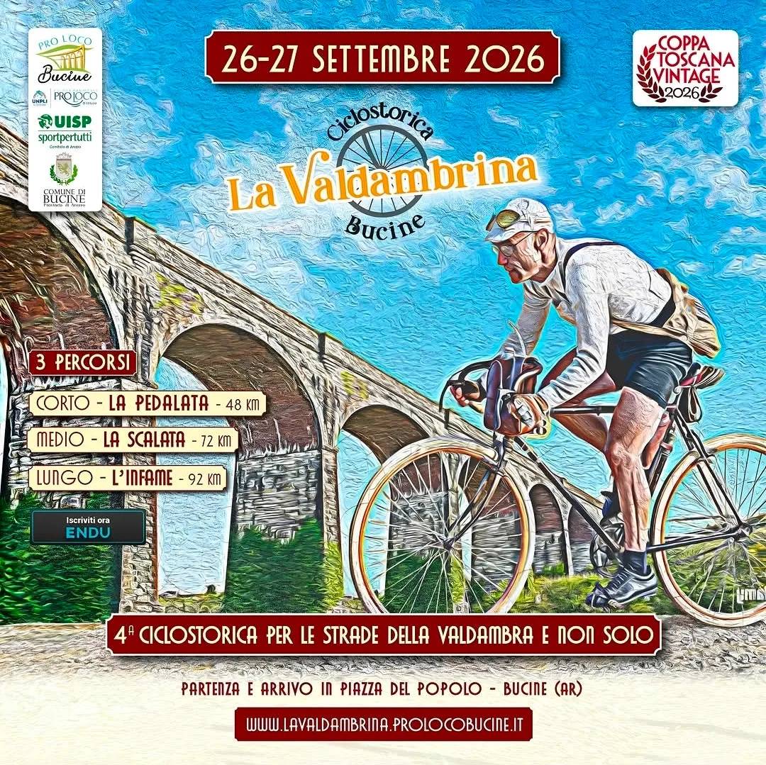 Locandina 4ª Ciclostorica La Valdambrina Bucine 2026 a Bucine (Arezzo)