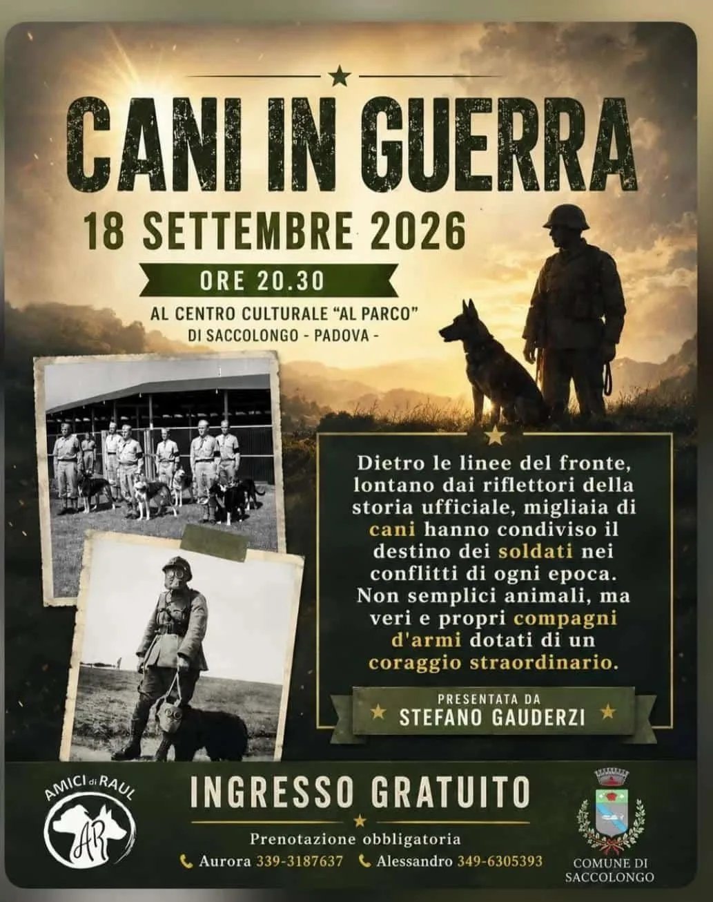 Locandina Cani in Guerra 2026 a Saccolongo (Padova)