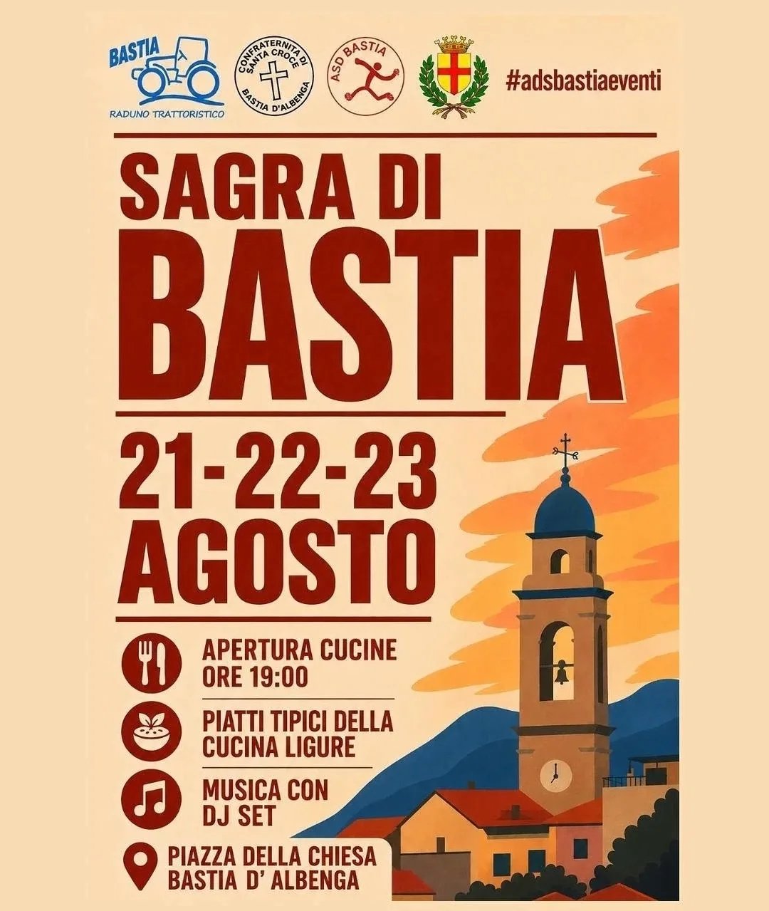 Locandina Sagra di Bastia 2026 a Albenga (Savona)