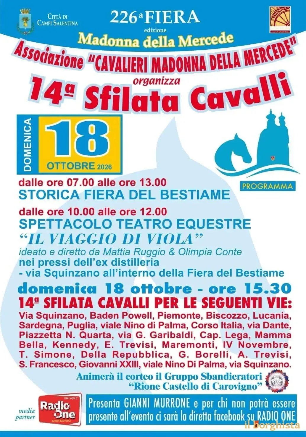 226ª Fiera Madonna della Mercede 2026 – 14ª Sfilata Cavalli