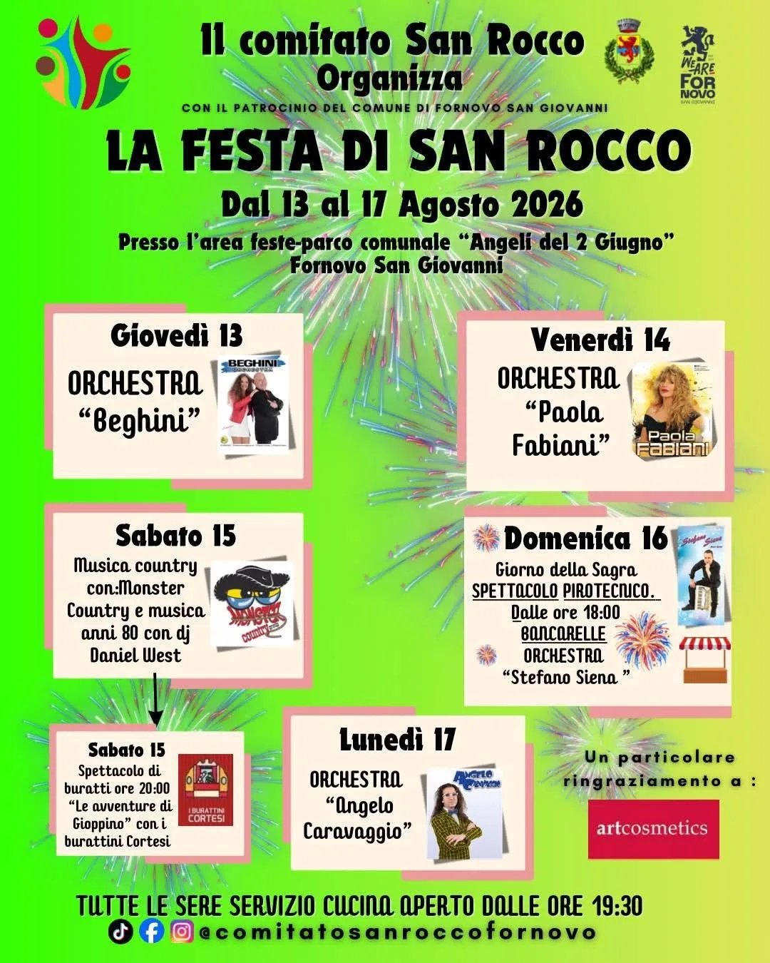 Locandina Festa di San Rocco: Giorno della Sagra 2026 a Fornovo San Giovanni (Bergamo)