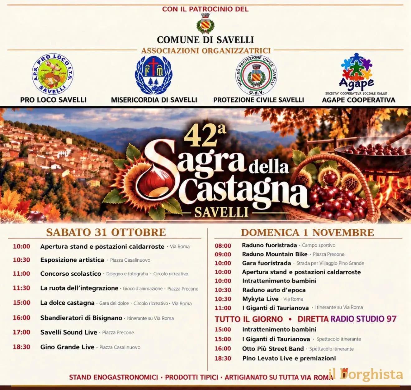 Locandina 42ª Sagra della Castagna 2026 a Savelli (Crotone)
