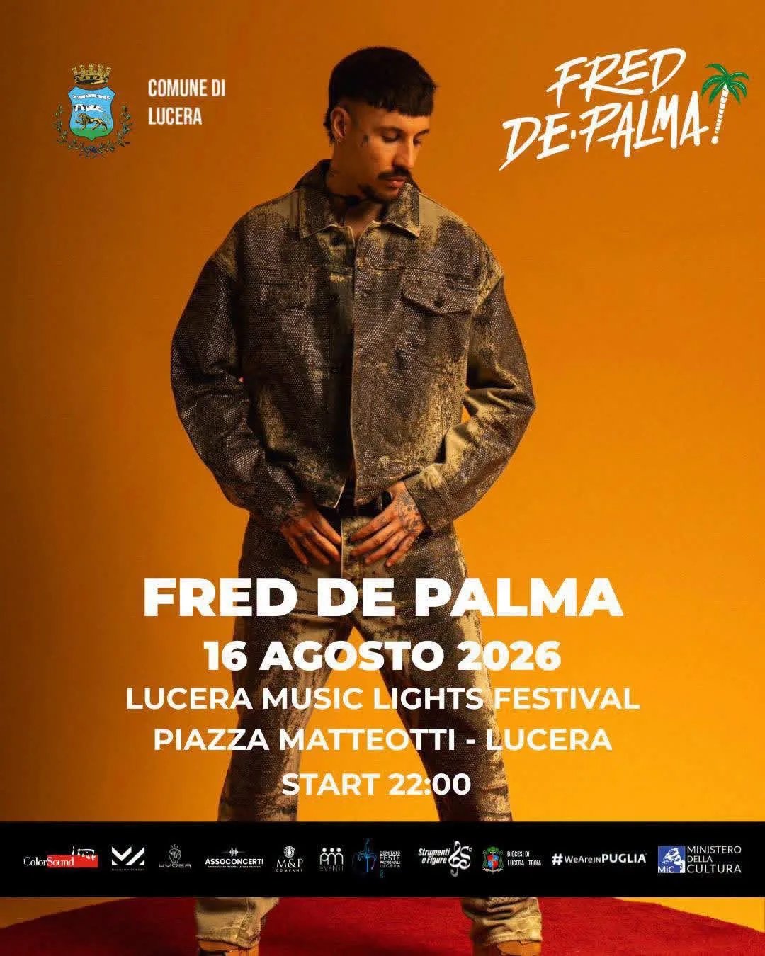 Locandina Fred De Palma 2026 a Lucera (Foggia)